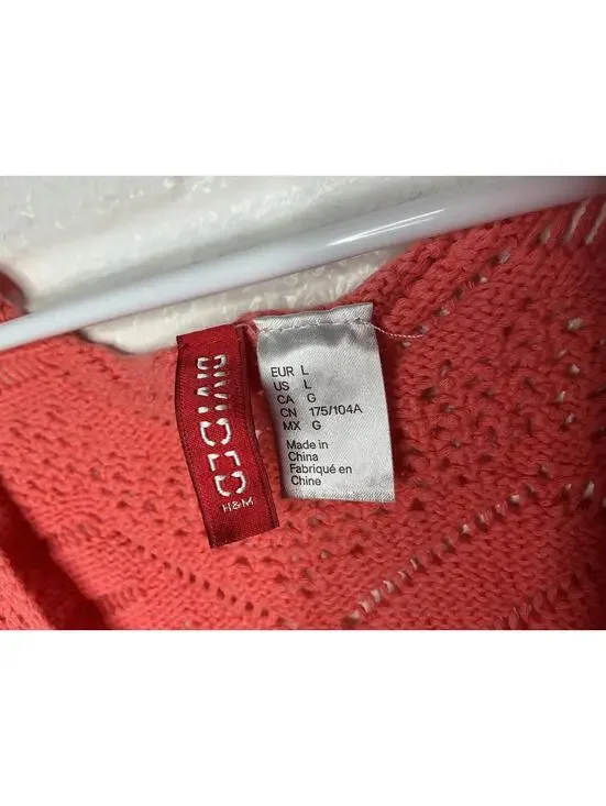 < Y2K Divided Coral Crochet Knit Cropped Top Boho Festival Hippie > - Picture 2 of 4